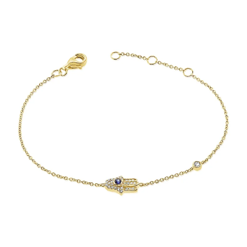 14K Gold Evil Eye & Hamsa Bracelet with Diamonds