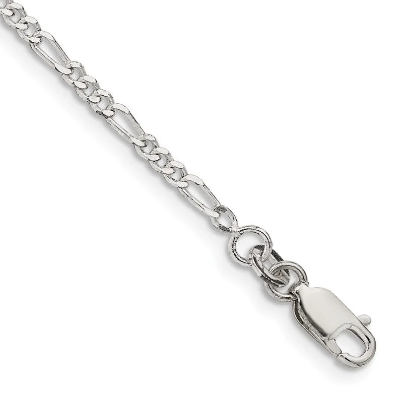 Sterling Silver 2.25mm Figaro Chain Bracelet