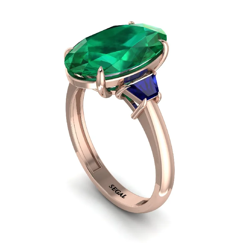 Oval-Cut Emerald Three Stone Engagement Ring - Amari No. 65