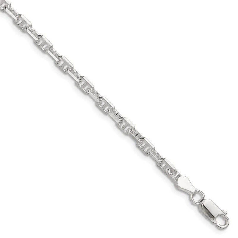 Sterling Silver Polished and D/C 3.75mm Marine Link Chain Bracelet