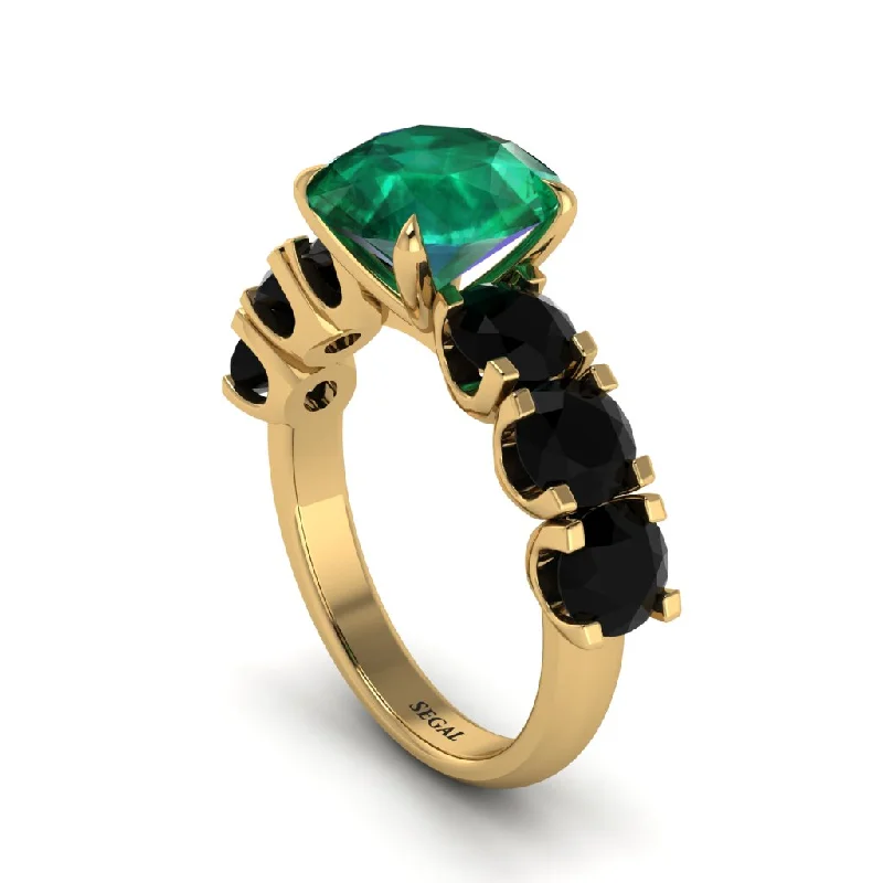 Round Cut Emerald Cathedral Engagement Ring - Tatum No. 34