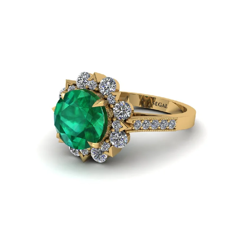 Emerald Halo Sunburst Engagement Ring - Winter No. 4