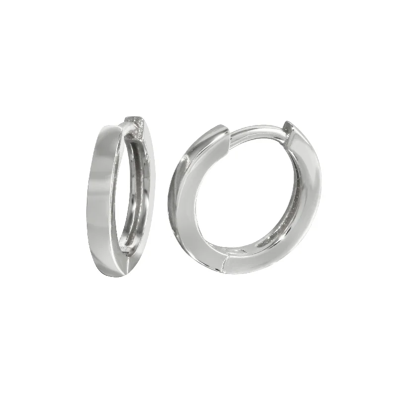 Rhodium Plated 925 Sterling Silver huggie hoop Earring - STE01296-RH