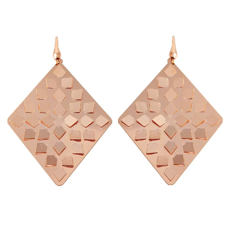 Silver 925 Rose Gold Plated Rhombus Earrings - ECE00014R