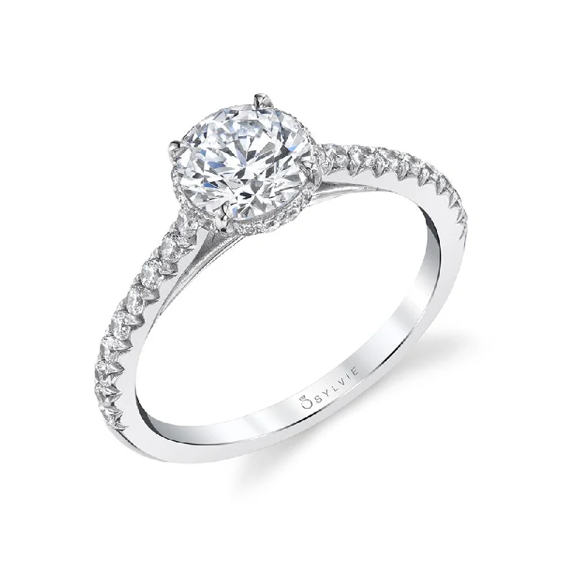 Sylvie Collection 14K White Gold Round Engagement Ring Setting