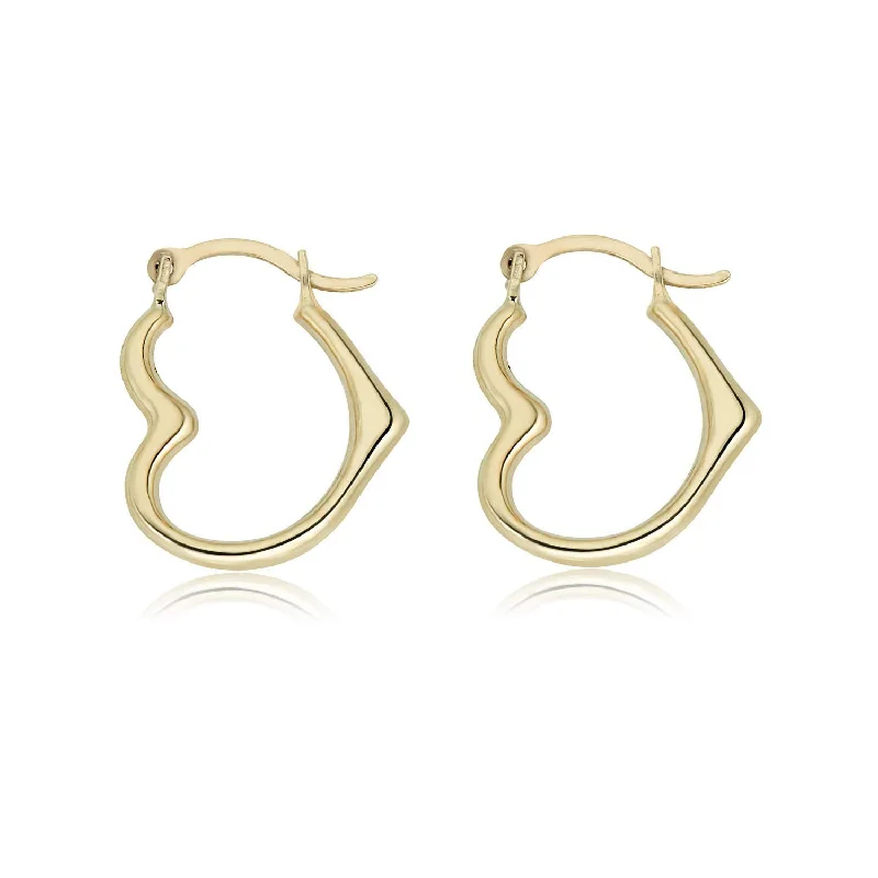 14E00374 - 14 Karat Yellow Gold Heart Latch Back Hoop Earring