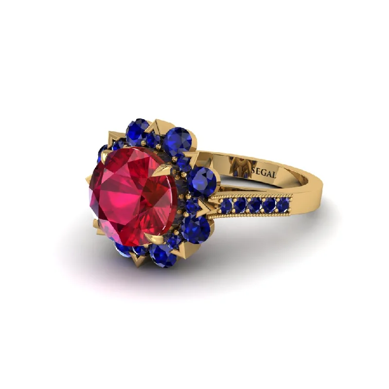 Ruby Halo Sunburst Engagement Ring - Winter No. 70