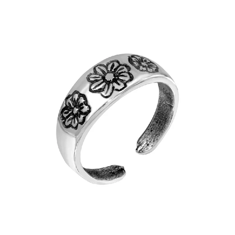 Silver 925 Multi Flower Adjustable Toe Ring - TR164-A