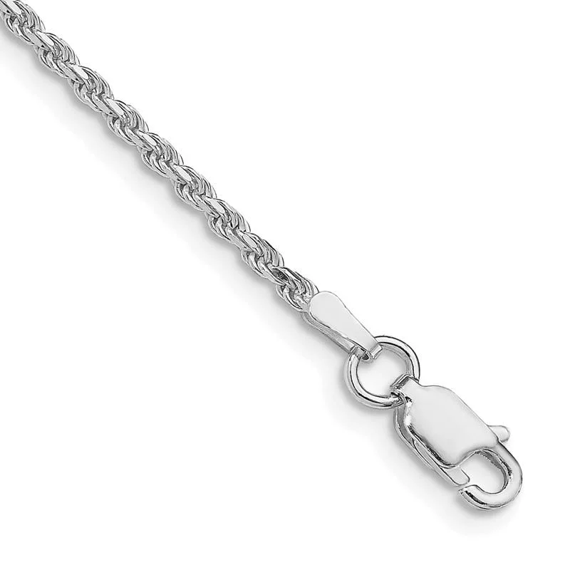 Sterling Silver Rhodium-plated 1.85mm Diamond-cut Rope Chain Bracelet