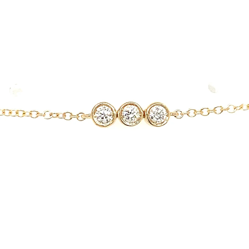 14k Yellow Gold Diamond Bezel Bracelet