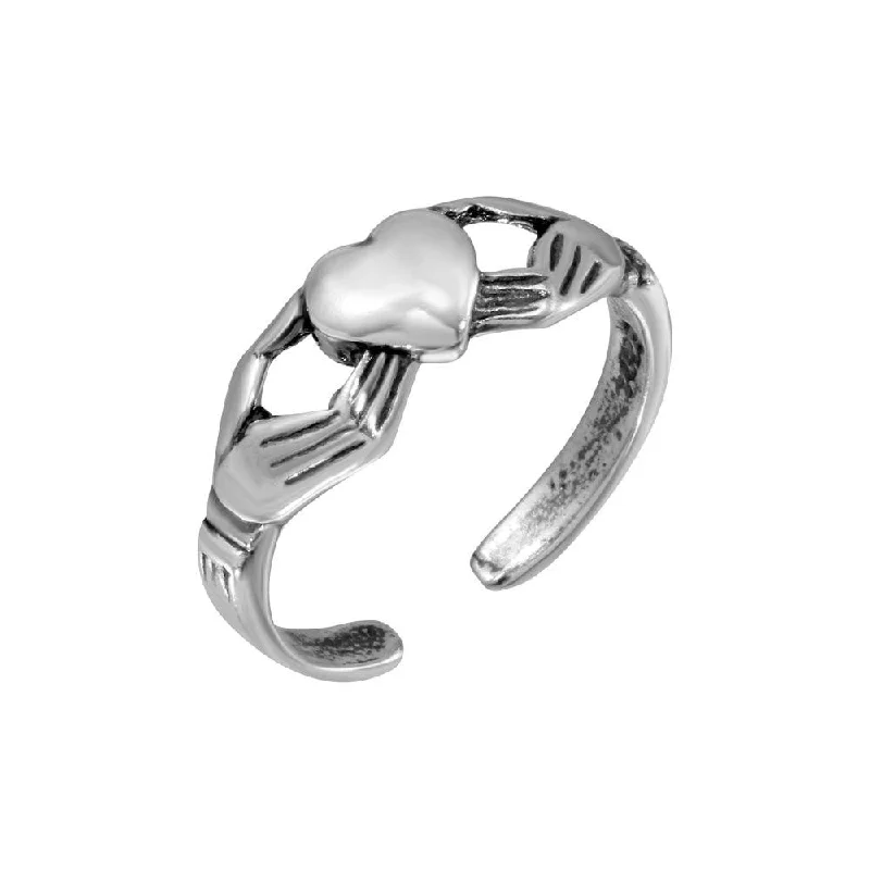 Silver 925 Claddagh Adjustable Toe Ring - TR272-A