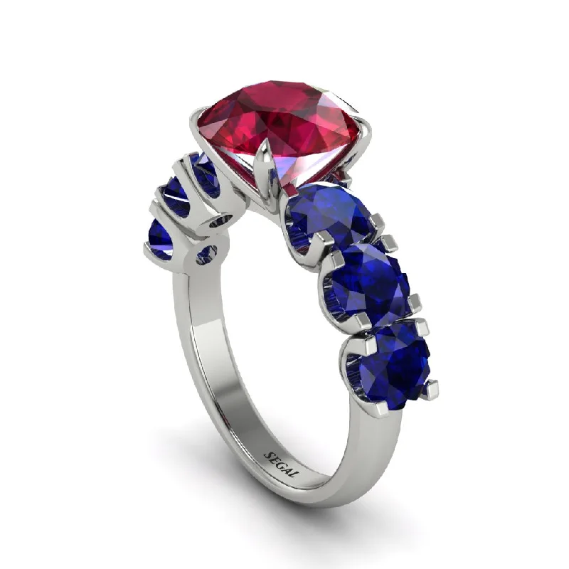 Round Cut Ruby Cathedral Engagement Ring - Tatum No. 72