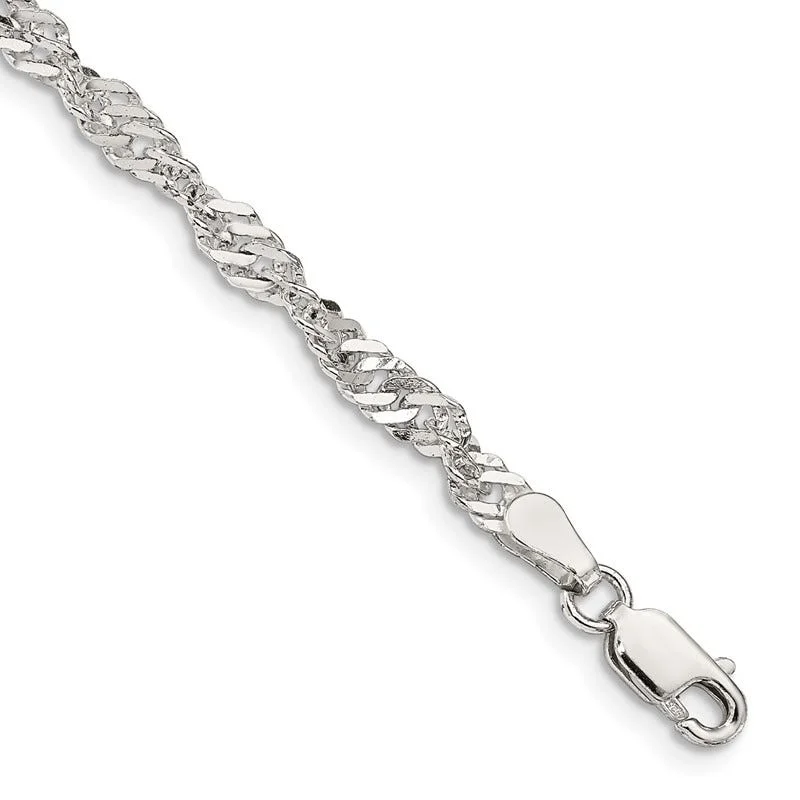 Sterling Silver 3.5mm Singapore Chain Bracelet