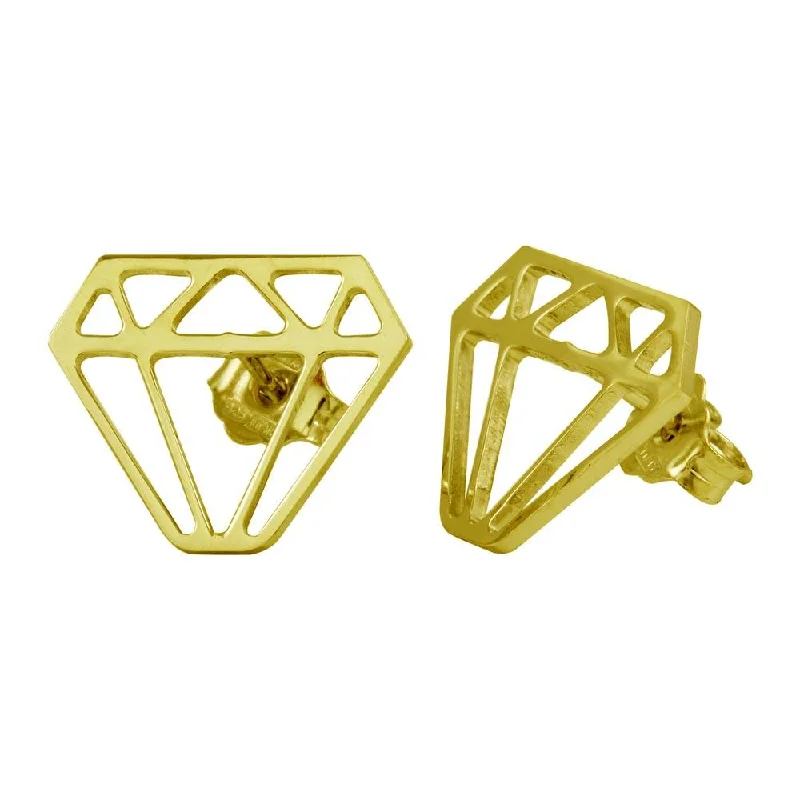 Gold Plated 925 Sterling Silver Diamond Earrings - ARE00009GP