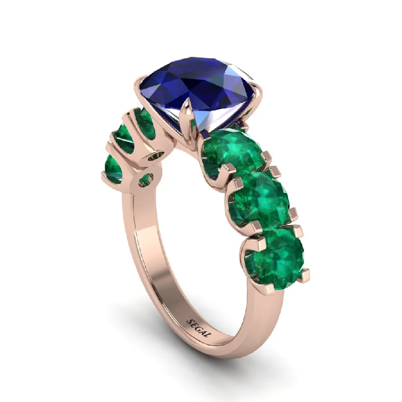 Round Cut Sapphire Cathedral Engagement Ring - Tatum No. 29