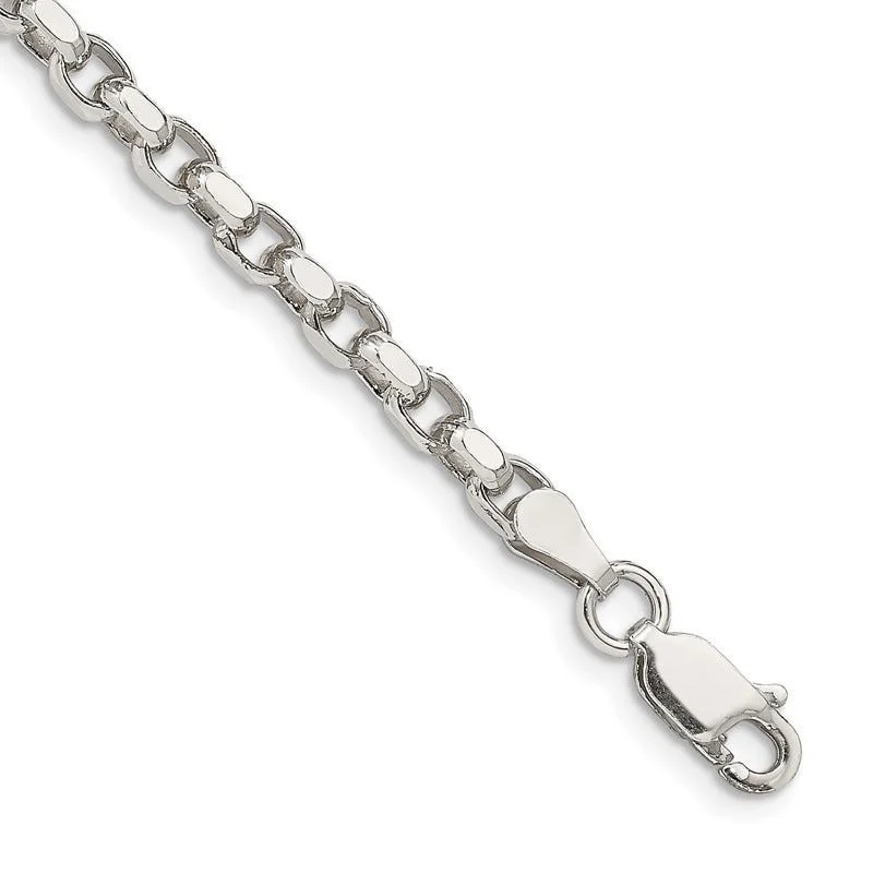 Sterling Silver 3.5mm Diamond-cut Rolo Chain Bracelet