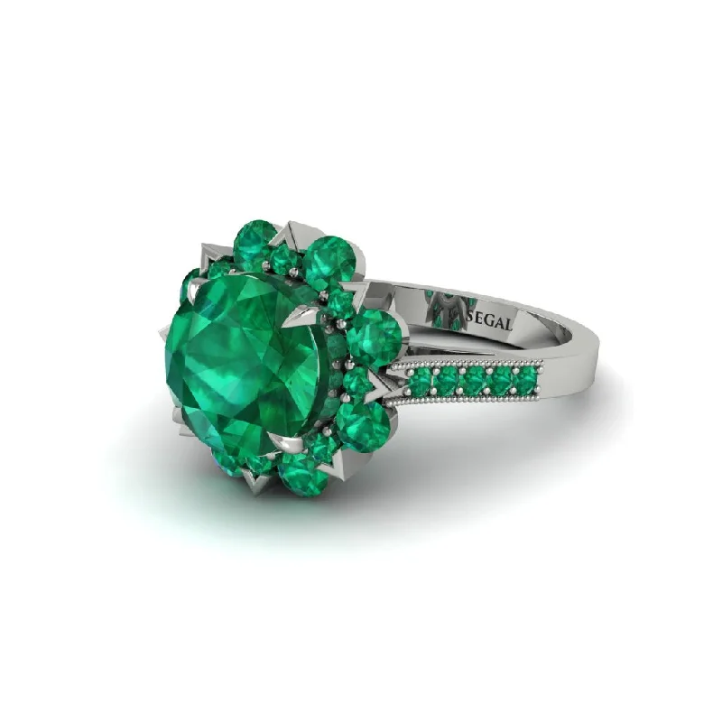 Emerald Halo Sunburst Engagement Ring - Winter No. 21