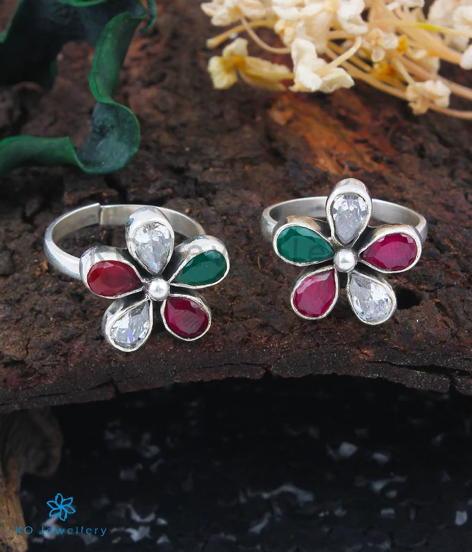 The Arpita Silver Toe-Rings (Multicolour)