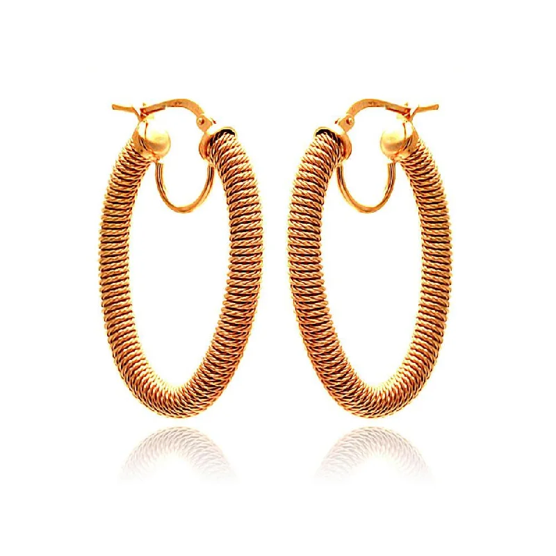 Clearance-Silver 925 Rose Gold Plated Hoop Earrings - ITE00044RGP