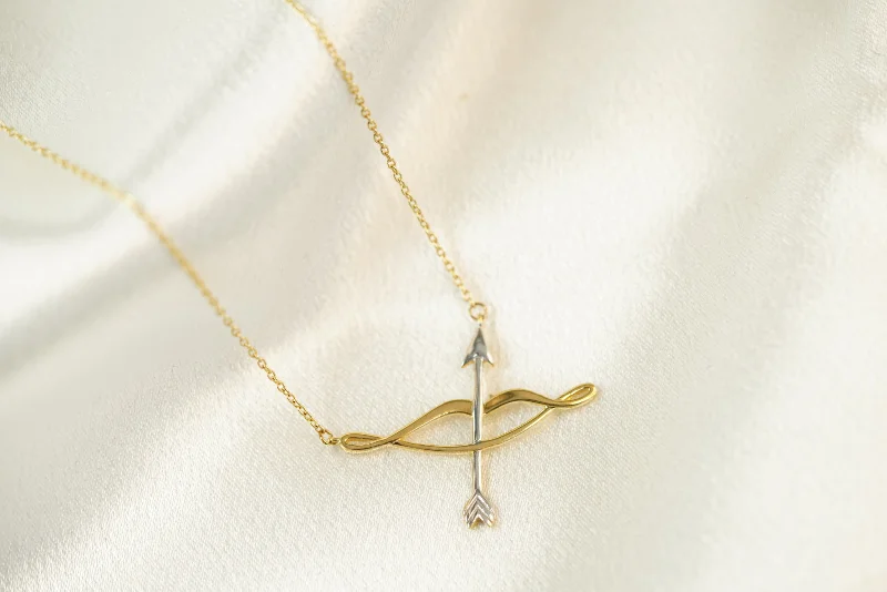 14k Bow and Arrow Necklace