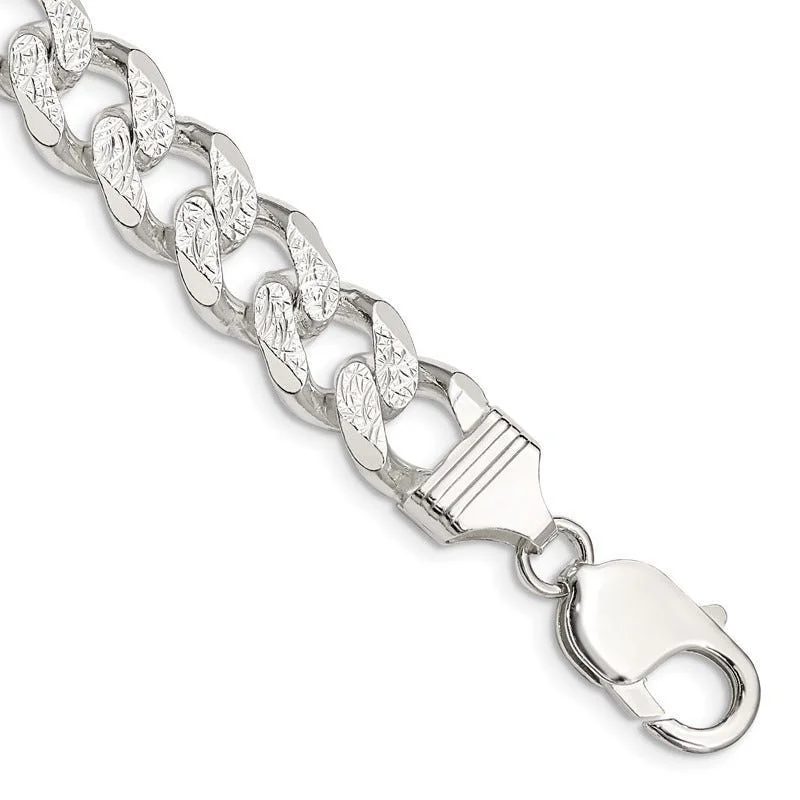 Sterling Silver 10.5mm Pav‚ Curb Chain Bracelet