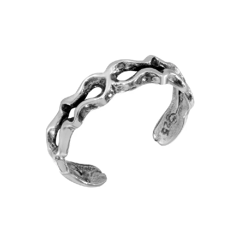 Silver 925 Open Wave Adjustable Toe Ring - TR235-A