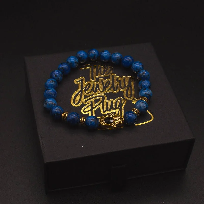 Blue Hamsa Hand Bead Bracelet