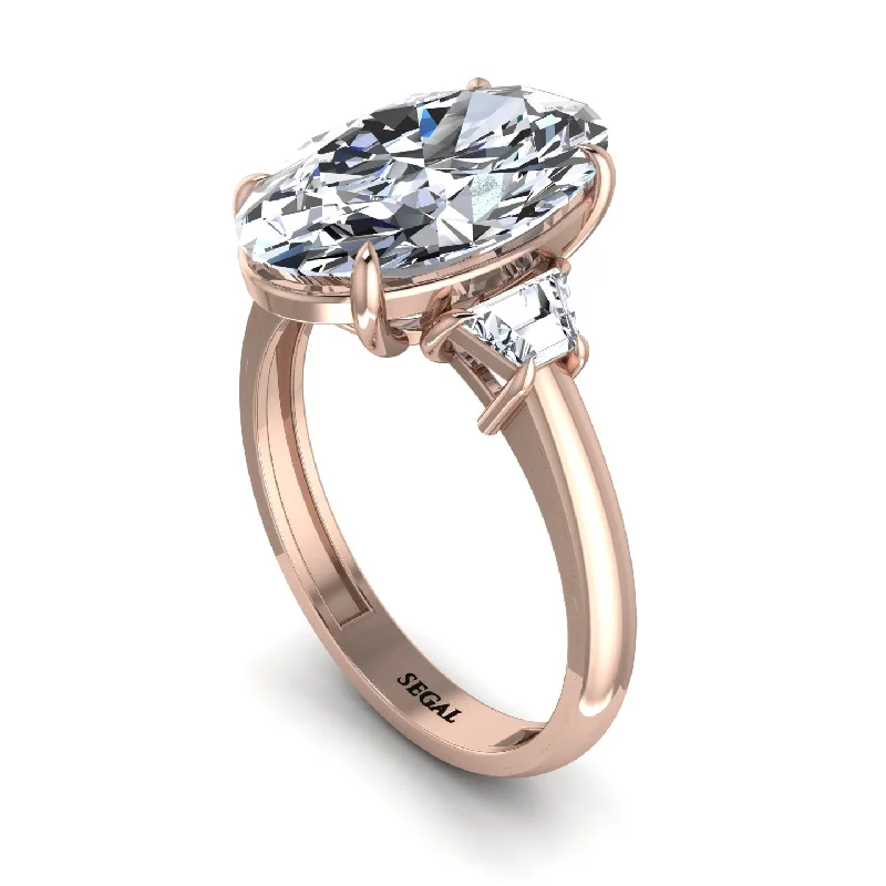 Oval-Cut Diamond Three Stone Engagement Ring - Amari No. 2