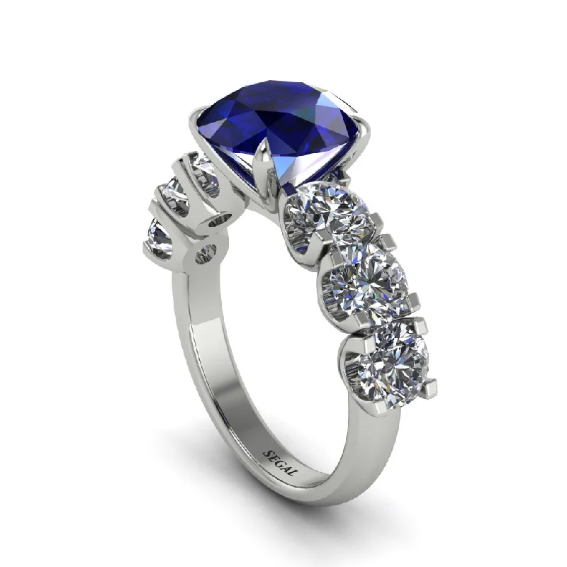 Round Cut Sapphire Cathedral Engagement Ring - Tatum No. 15