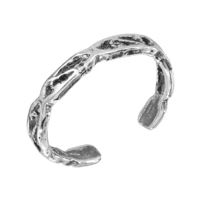 Silver 925 Eleven Chain Design Adjustable Toe Ring - TR148-A