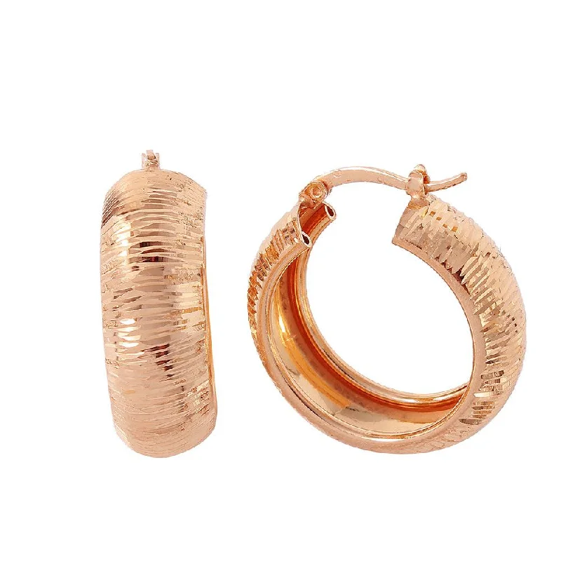 Silver 925 Rose Gold Plated Armadillo Hoop Earrings - ITE00066RGP