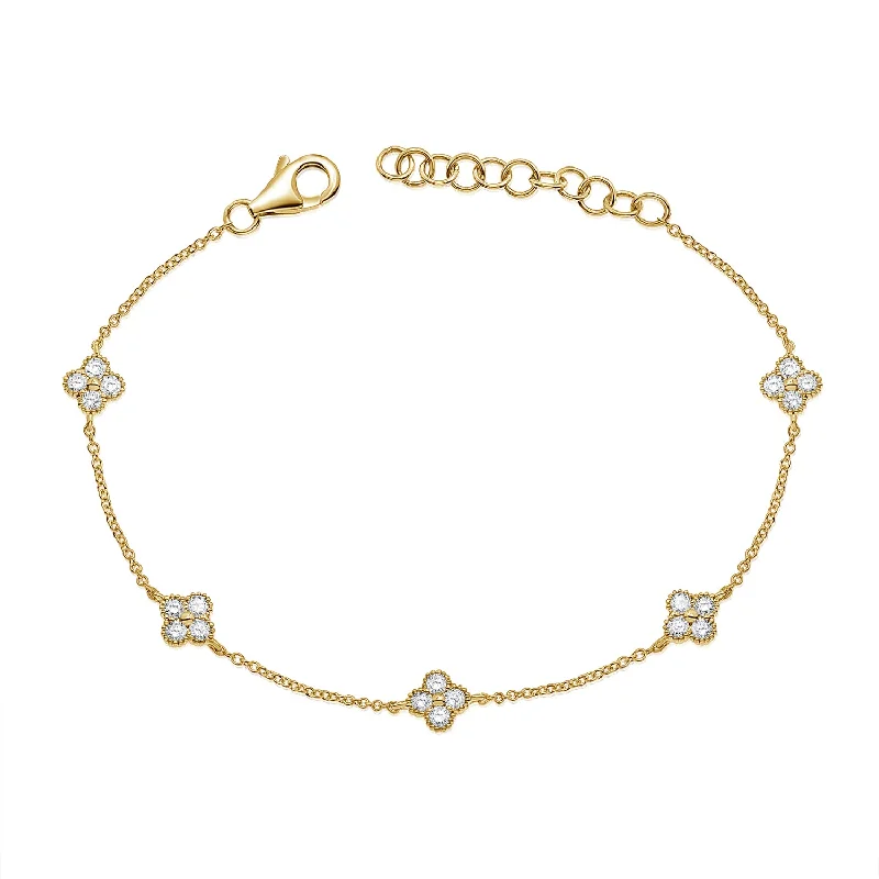 Clover Chain Bracelet with Diamonds