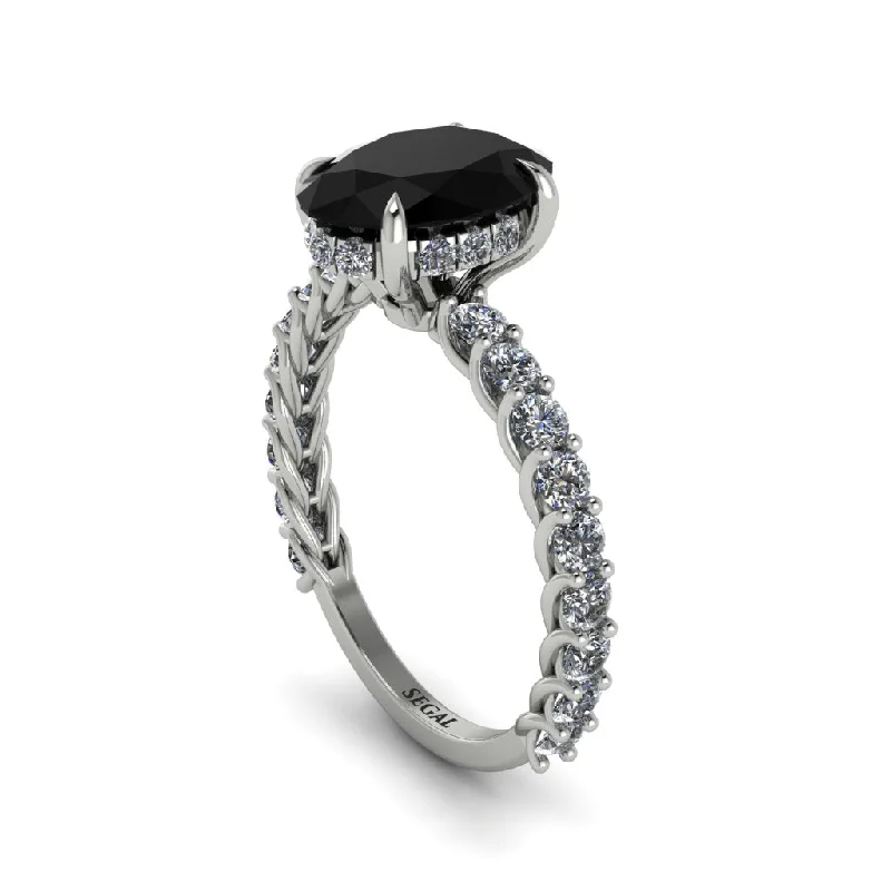 Oval-Cut Halo Black Diamond Timeless Elegance Engagement Ring - Kelsey No. 9