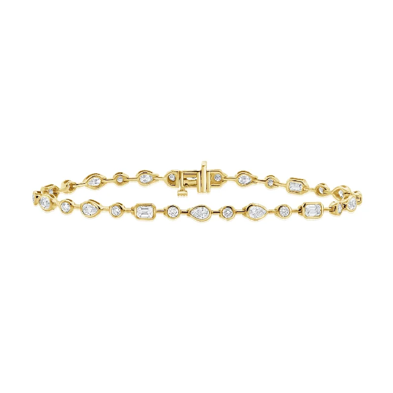 Radiant 14K Gold Mixed-Cut Diamond Tennis Bracelet