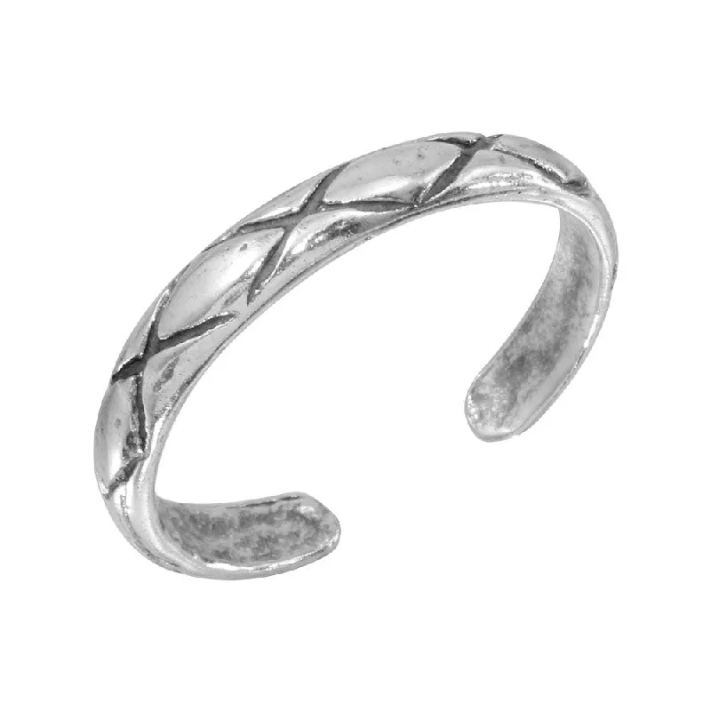 Silver 925 Net Pattern Adjustable Toe Ring - TR141-A