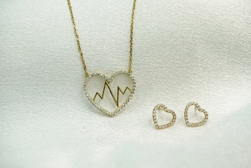 14k Heart Necklace and FREE Earring