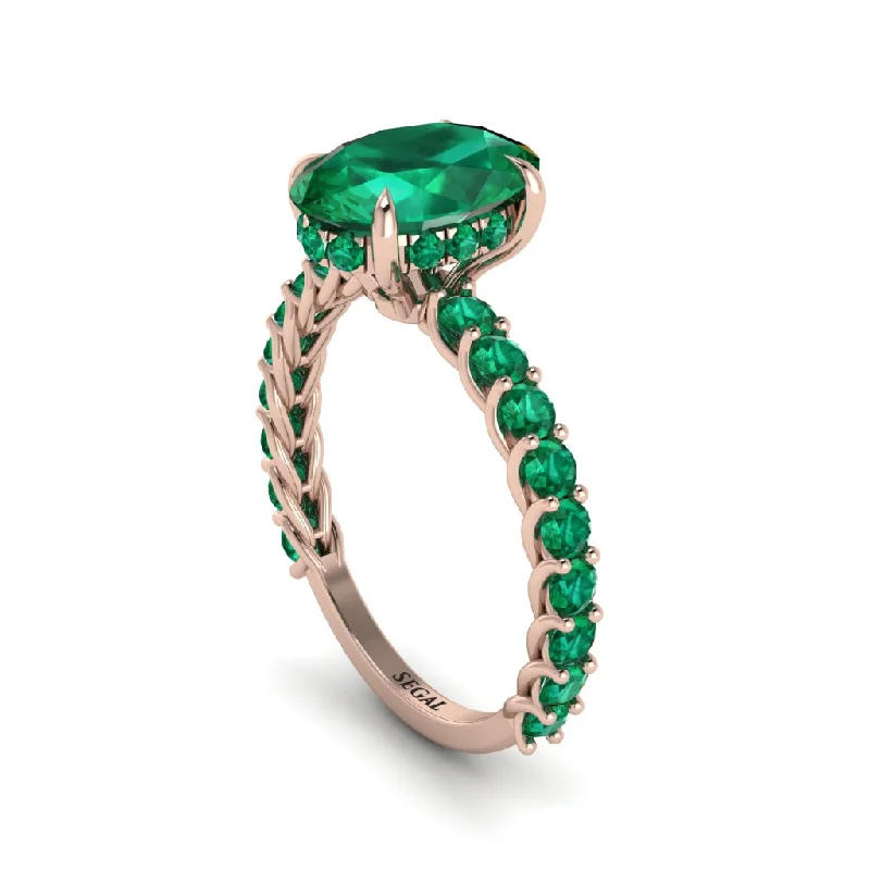 Oval-Cut Halo Emerald Timeless Elegance Engagement Ring - Kelsey No. 20