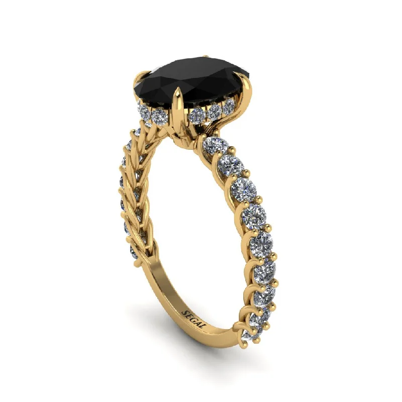 Oval-Cut Halo Black Diamond Timeless Elegance Engagement Ring - Kelsey No. 7