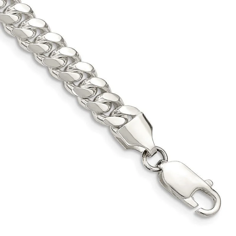 Sterling Silver 6.4mm Polished Domed Curb Chain Bracelet