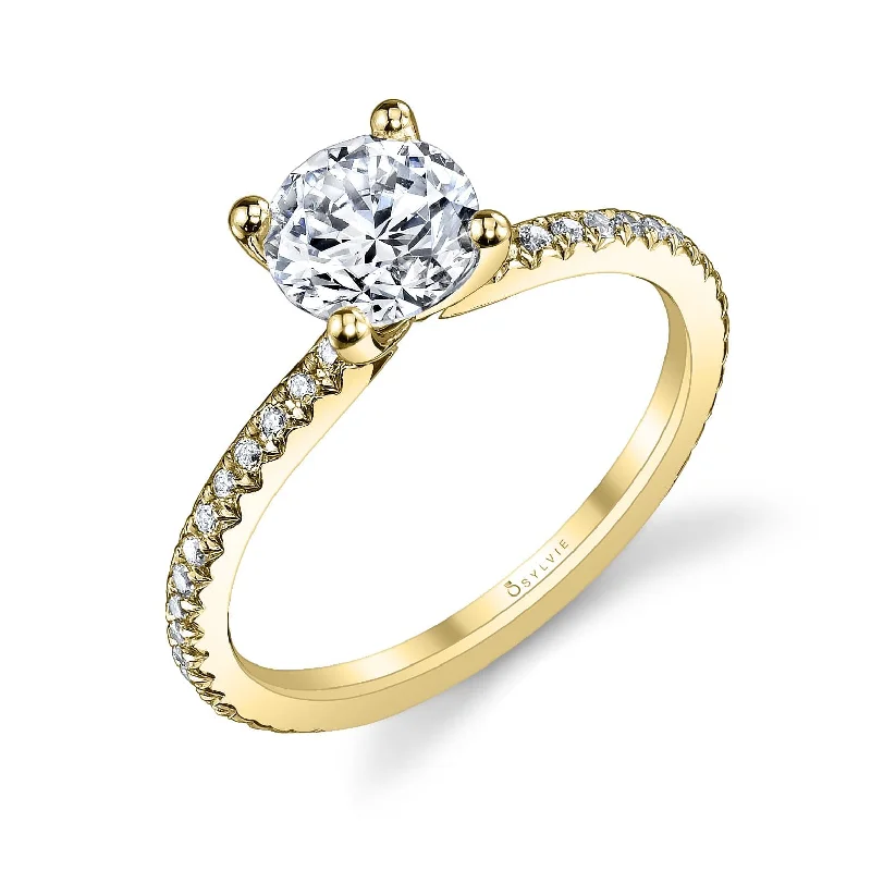 Sylvie Collection 14K Round Engagement Ring Setting .21tw