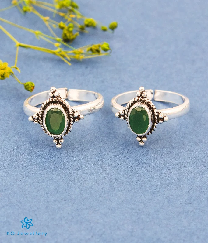 The Saima Silver Toe-Rings (Green)