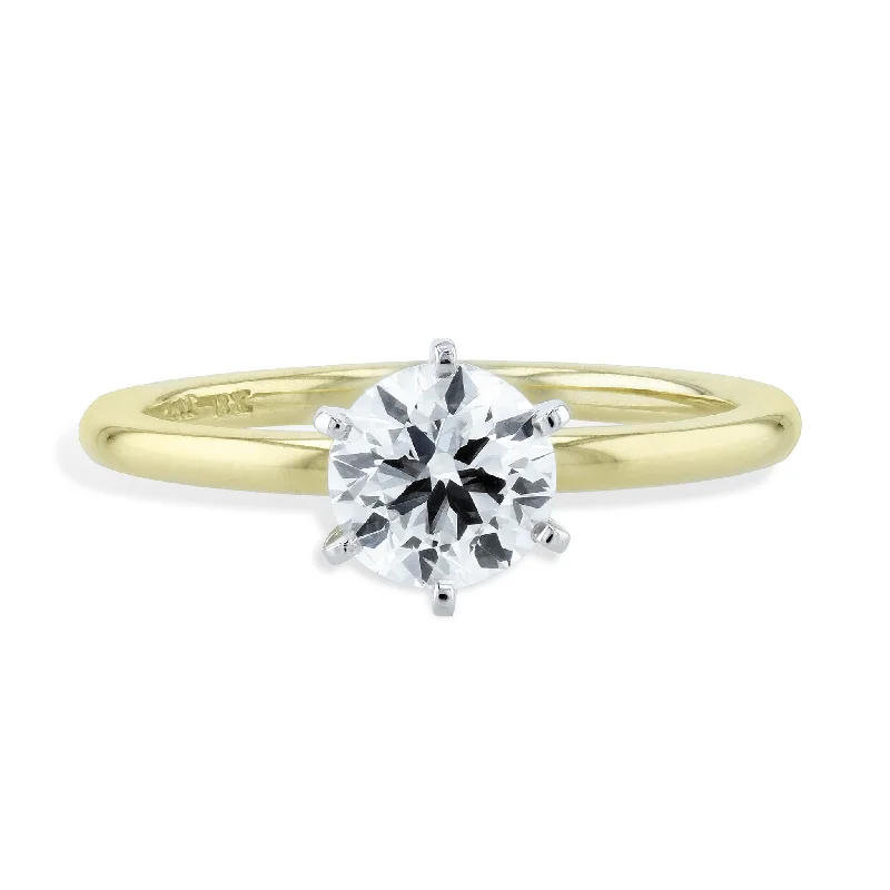 Round Diamond Yellow Gold and Platinum Engagement Ring