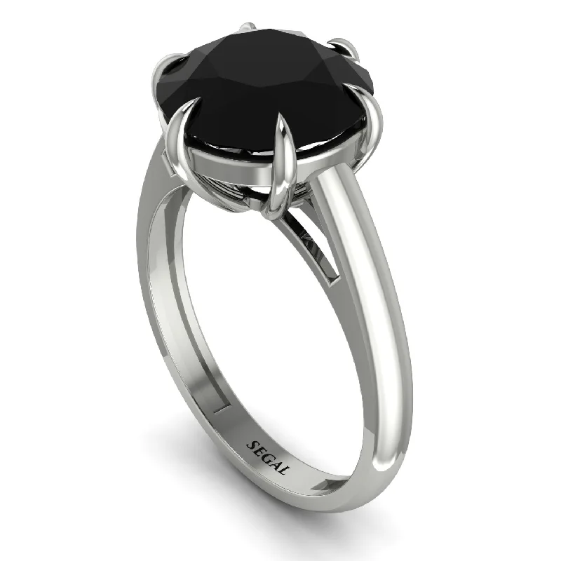 Round Cut Black Diamond Solitaire Engagement Ring - Miranda No. 9