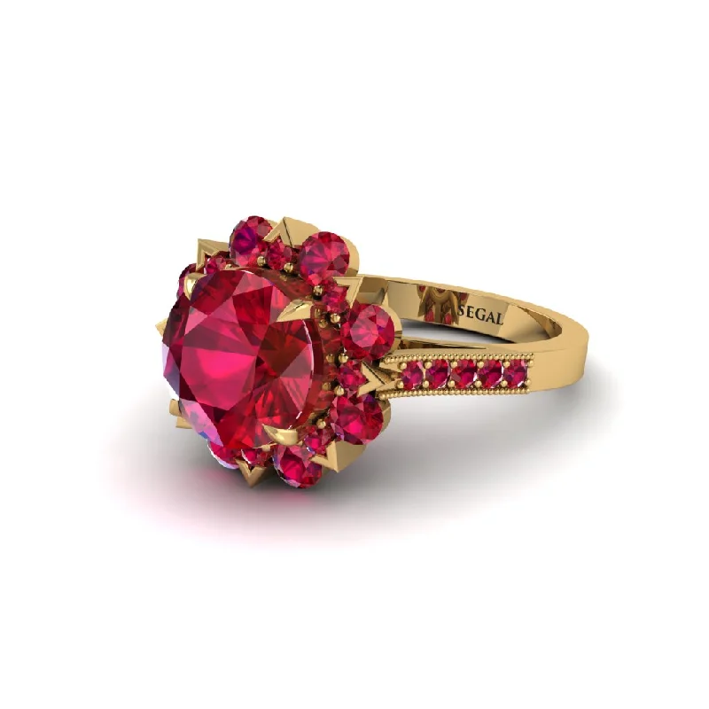 Ruby Halo Sunburst Engagement Ring - Winter No. 55