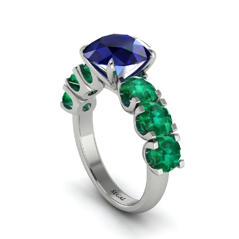 Round Cut Sapphire Cathedral Engagement Ring - Tatum No. 30