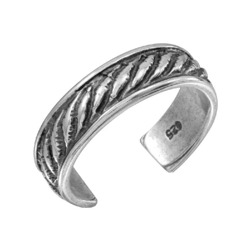 Silver 925 Rope Designed Adjustable Toe Ring - TR124-A