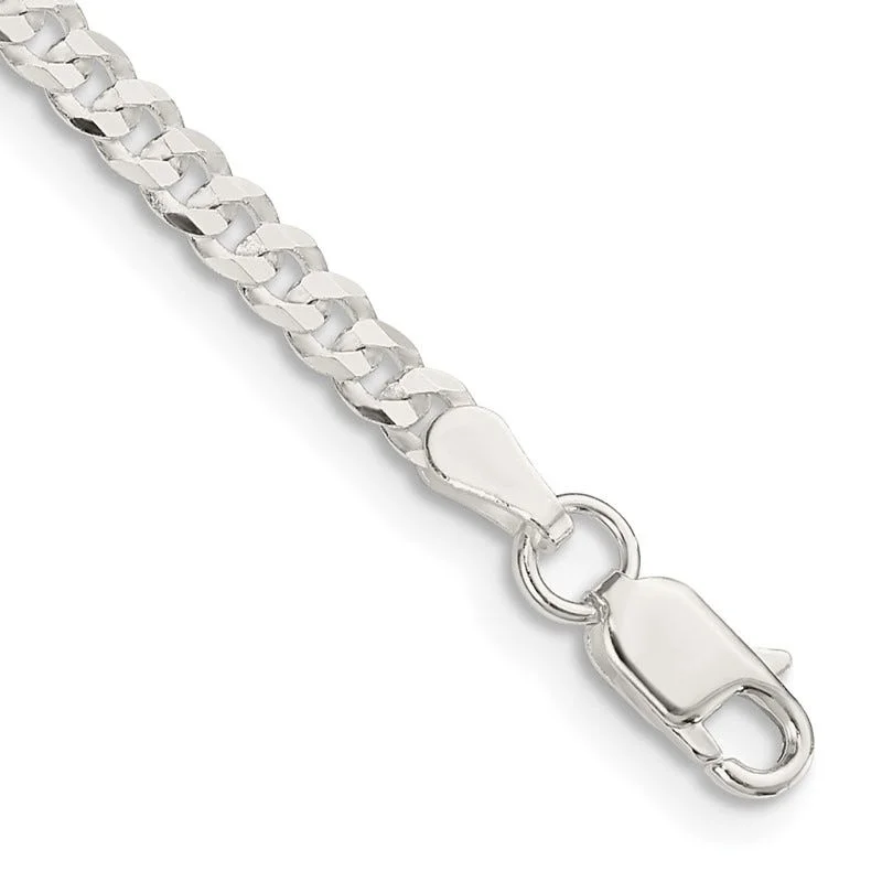 Sterling Silver 3.15mm Flat Curb Chain Bracelet