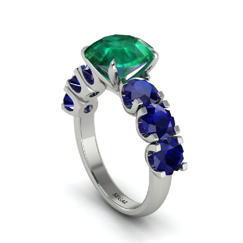 Round Cut Emerald Cathedral Engagement Ring - Tatum No. 66