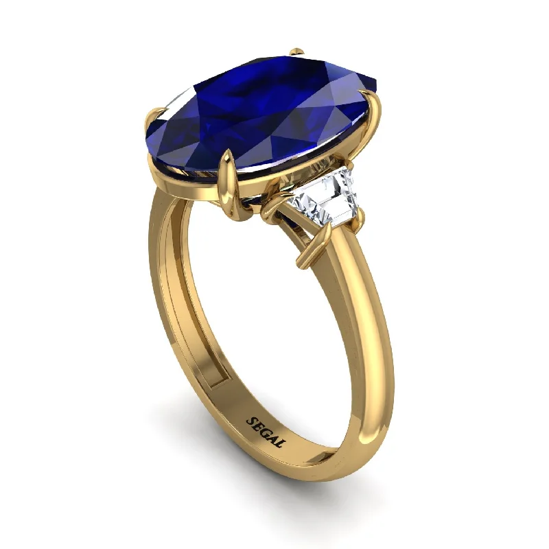 Oval-Cut Sapphire Three Stone Engagement Ring - Amari No. 13