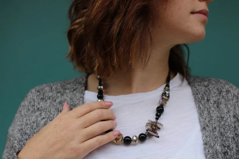 Black Agate Crystal Necklace